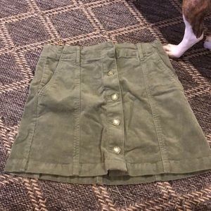 Olive green button up skirt
